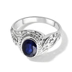 Royal Bali Collection - D'Joy Fissure Filled Blue Sapphire Sterling Silver Solitaire Ring 1.90 Ct._8601252
