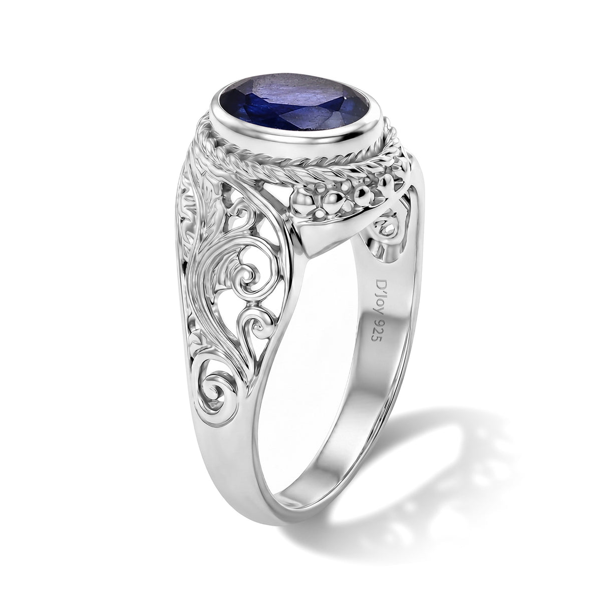 D'Joy Fissure Filled Blue Sapphire Sterling Silver Solitaire Ring 1.90 Ct. V32521576 4