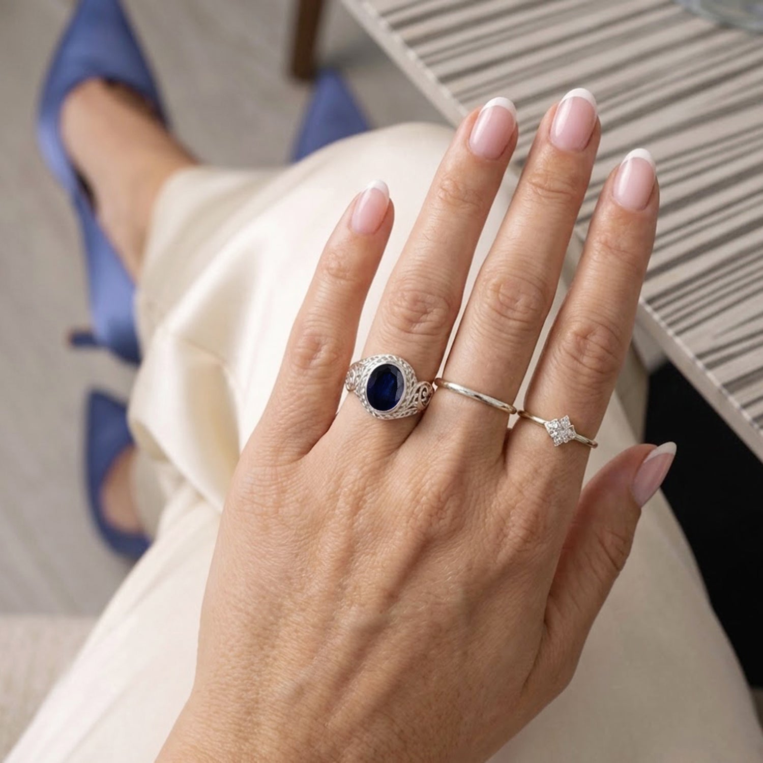 D'Joy Fissure Filled Blue Sapphire Sterling Silver Solitaire Ring 1.90 Ct. V32526142 3
