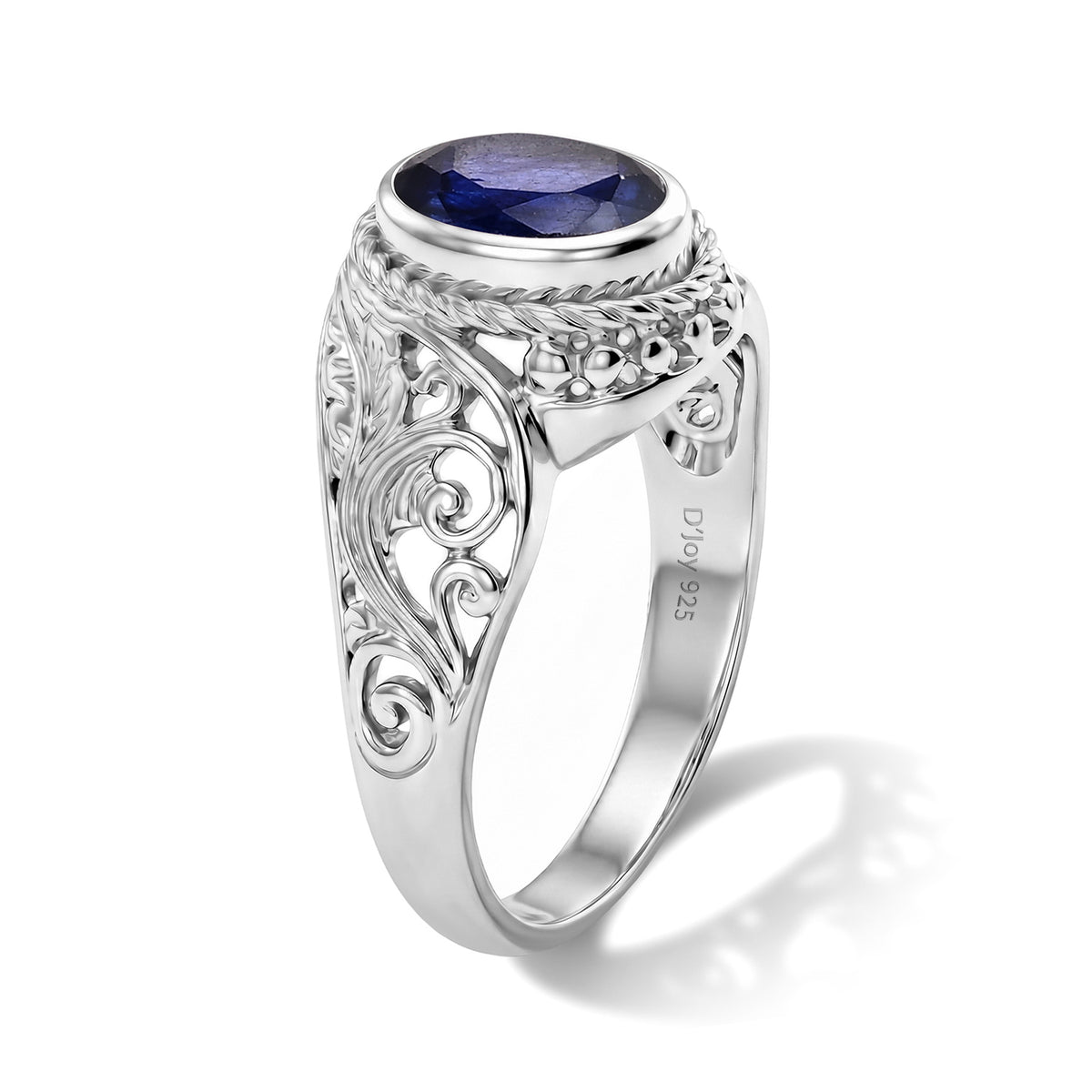 D'Joy Fissure Filled Blue Sapphire Sterling Silver Solitaire Ring 1.90 Ct. V32525274 4
