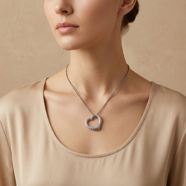 Royal Bali Collection - D'Joy Sterling Silver Filigree Heart Pendant 8601285 2