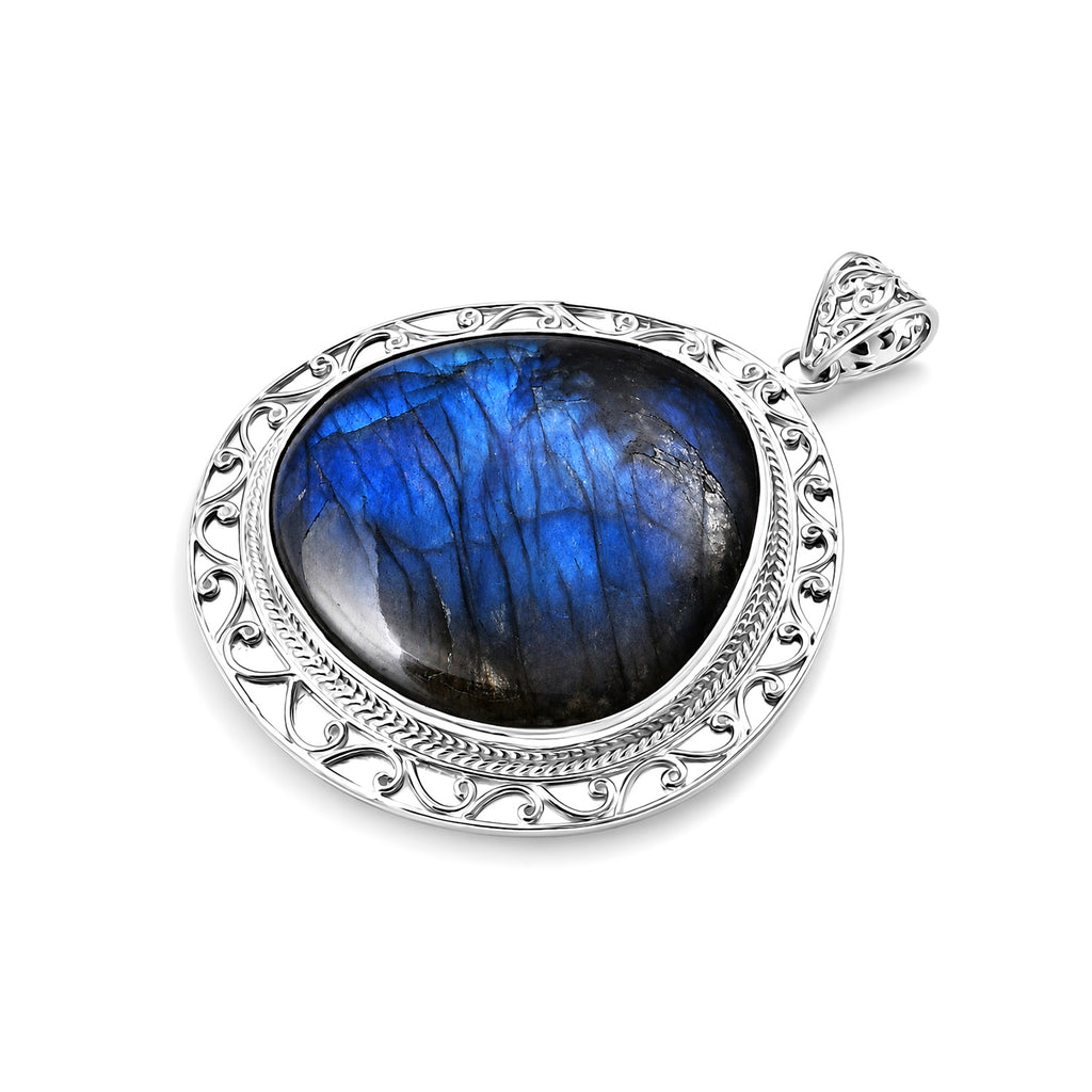 Royal Bali Collection - D'Joy Labradorite Sterling Silver Solitaire Pendant 96.80 Ct, Silver Wt.13.00 Gms_8601287_3