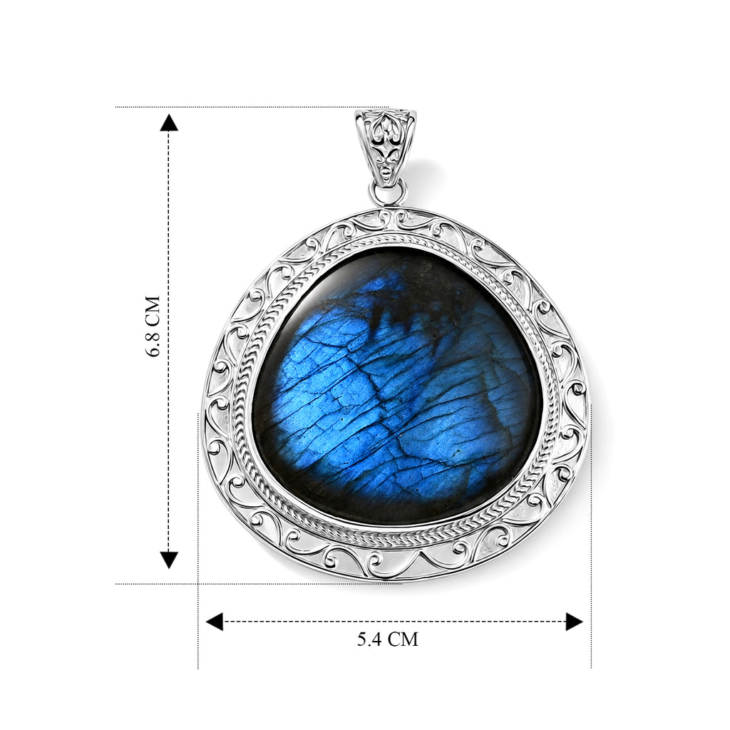 Royal Bali Collection - D'Joy Labradorite Sterling Silver Solitaire Pendant 96.80 Ct, Silver Wt.13.00 Gms_8601287_5