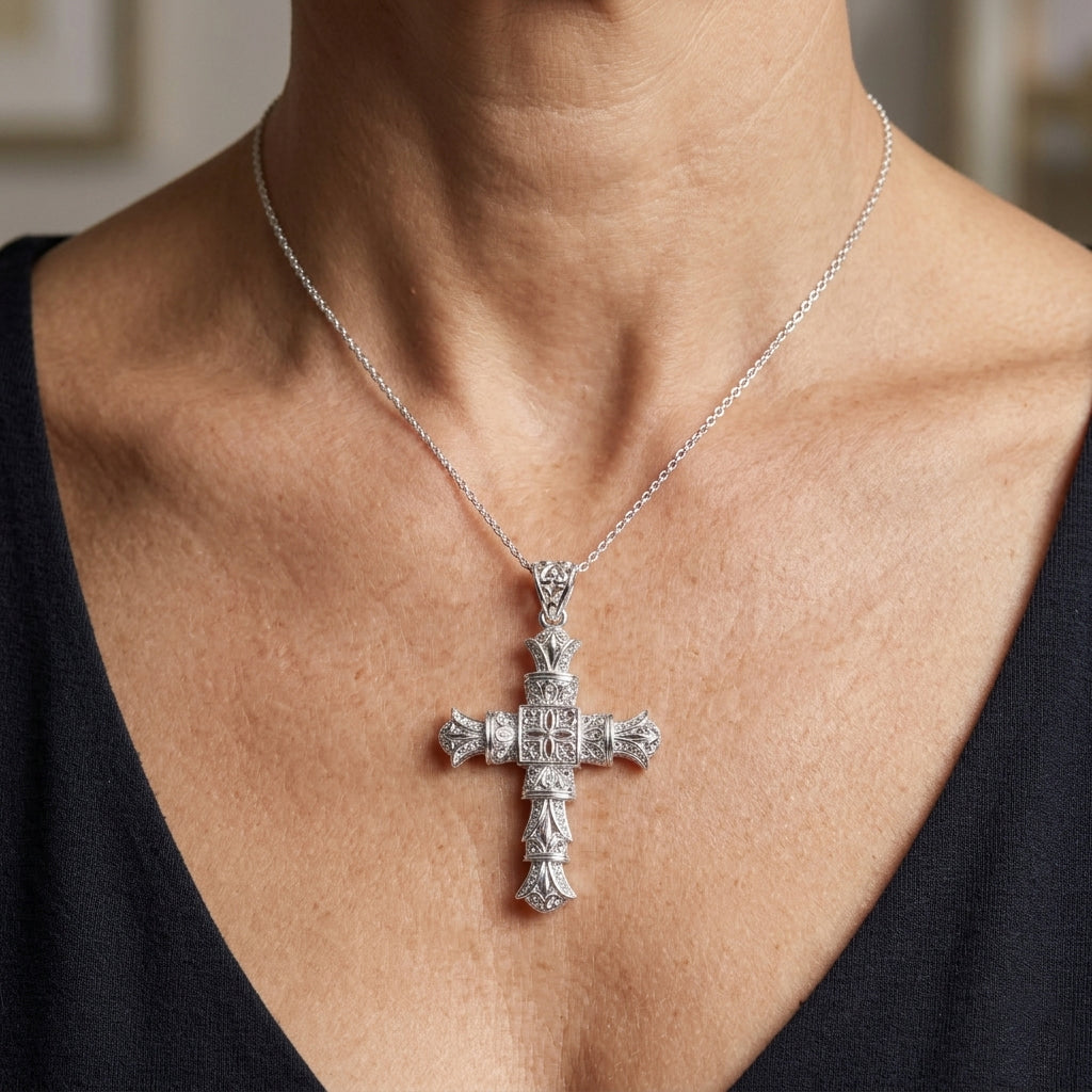 Royal Bali Collection - D'Joy Sterling Silver Cross Pendant, Silver Wt. 10.55 Gms 8601346 2