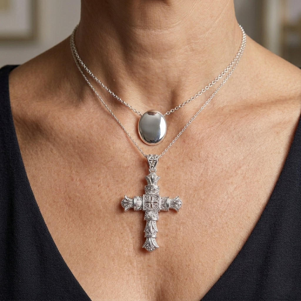 Royal Bali Collection - D'Joy Sterling Silver Cross Pendant, Silver Wt. 10.55 Gms 8601346 3