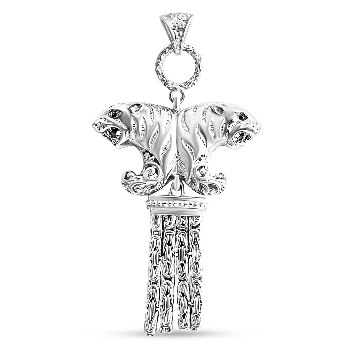 Royal Bali Collection - D'Joy Sterling Silver Twin Tiger Pendant, Silver Wt.11.06 Gms 8601347 0