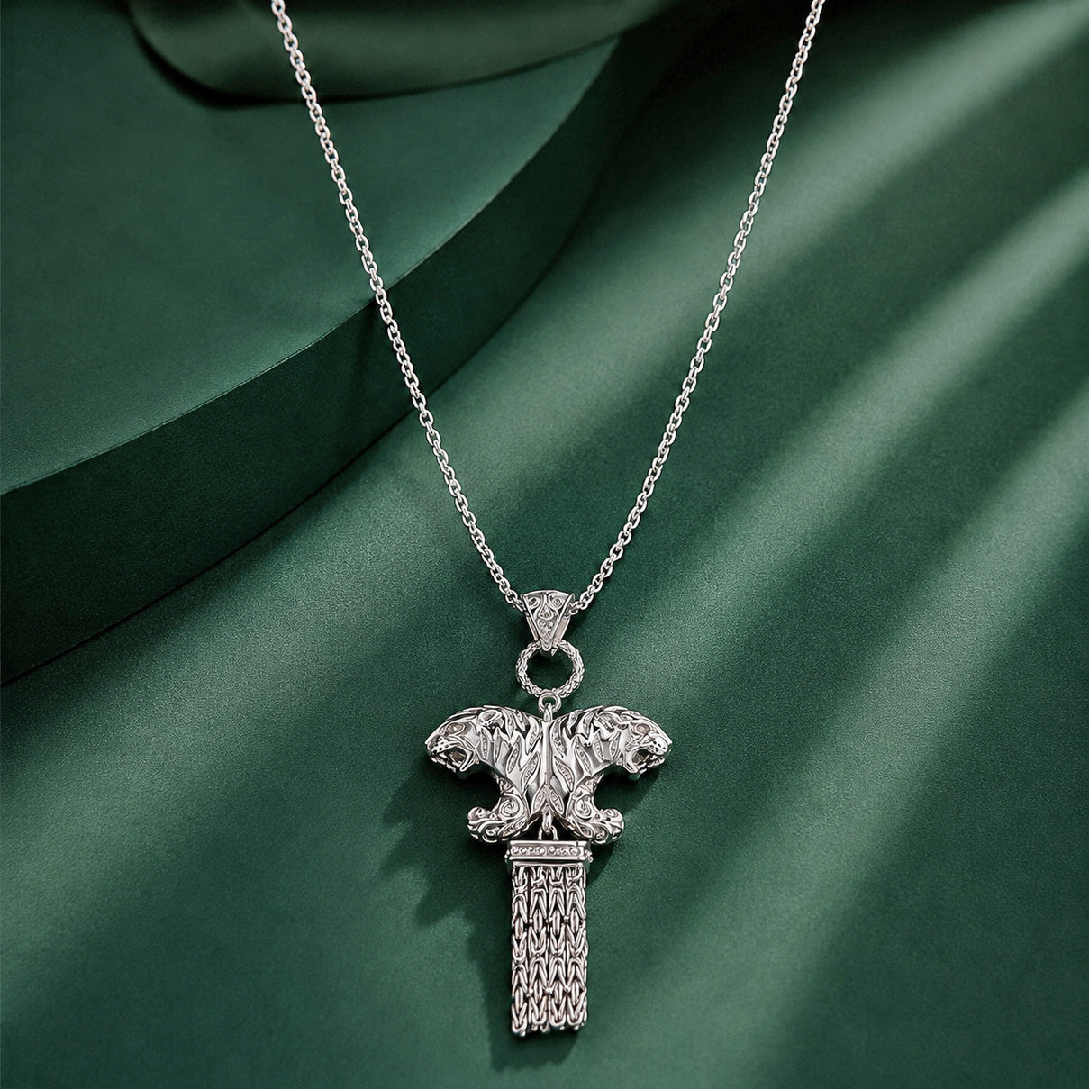 Royal Bali Collection - D'Joy Sterling Silver Twin Tiger Pendant, Silver Wt.11.06 Gms 8601347 3