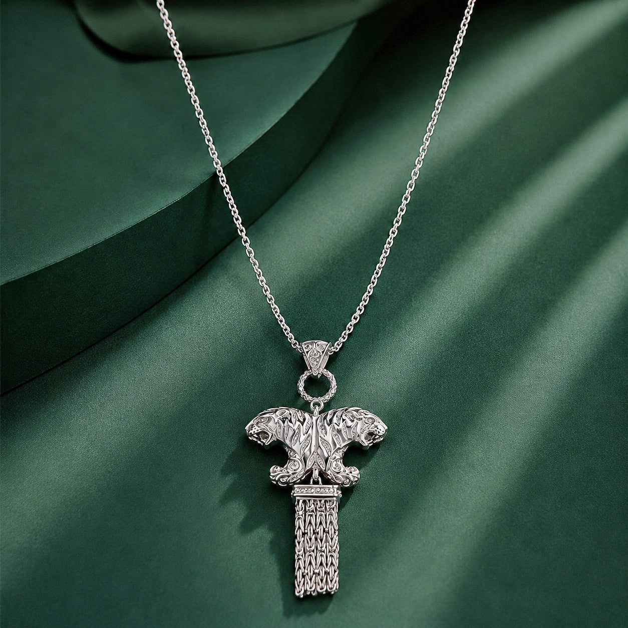 Royal Bali Collection - D'Joy Sterling Silver Twin Tiger Pendant, Silver Wt.11.06 Gms 8601347 3