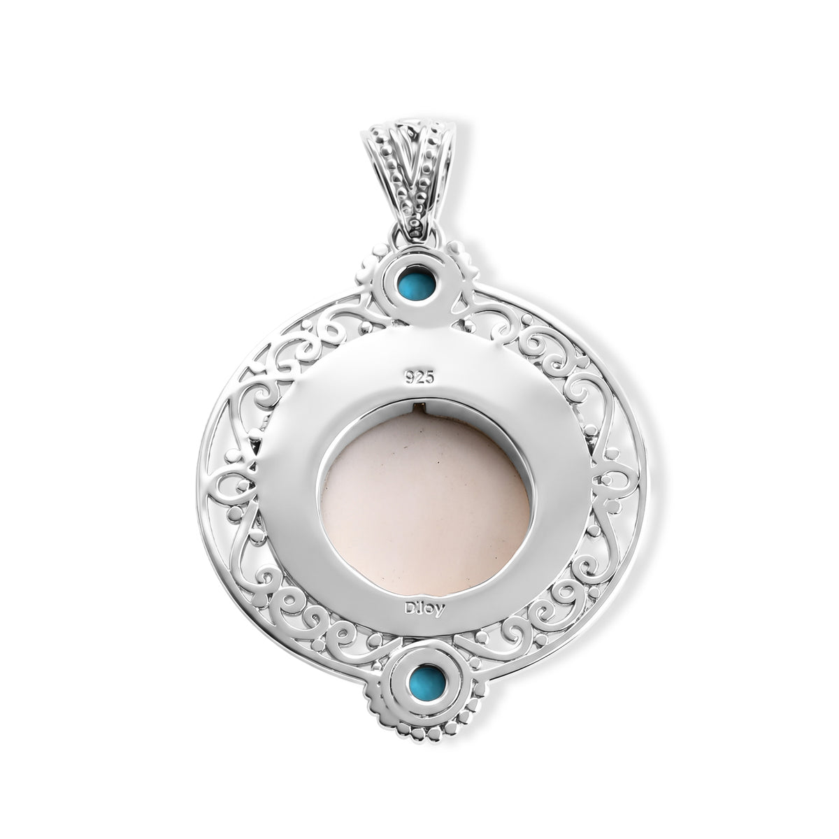 D'Joy Ox Bone &amp; Sleeping Beauty Turquoise Sterling Silver Goddess Pendant 12.28 Ct. 8601461 5