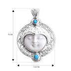 Royal Bali Collection - D'Joy Ox Bone & Sleeping Beauty Turquoise Sterling Silver Moonface Pendant 12.28 Ct._8601461_5