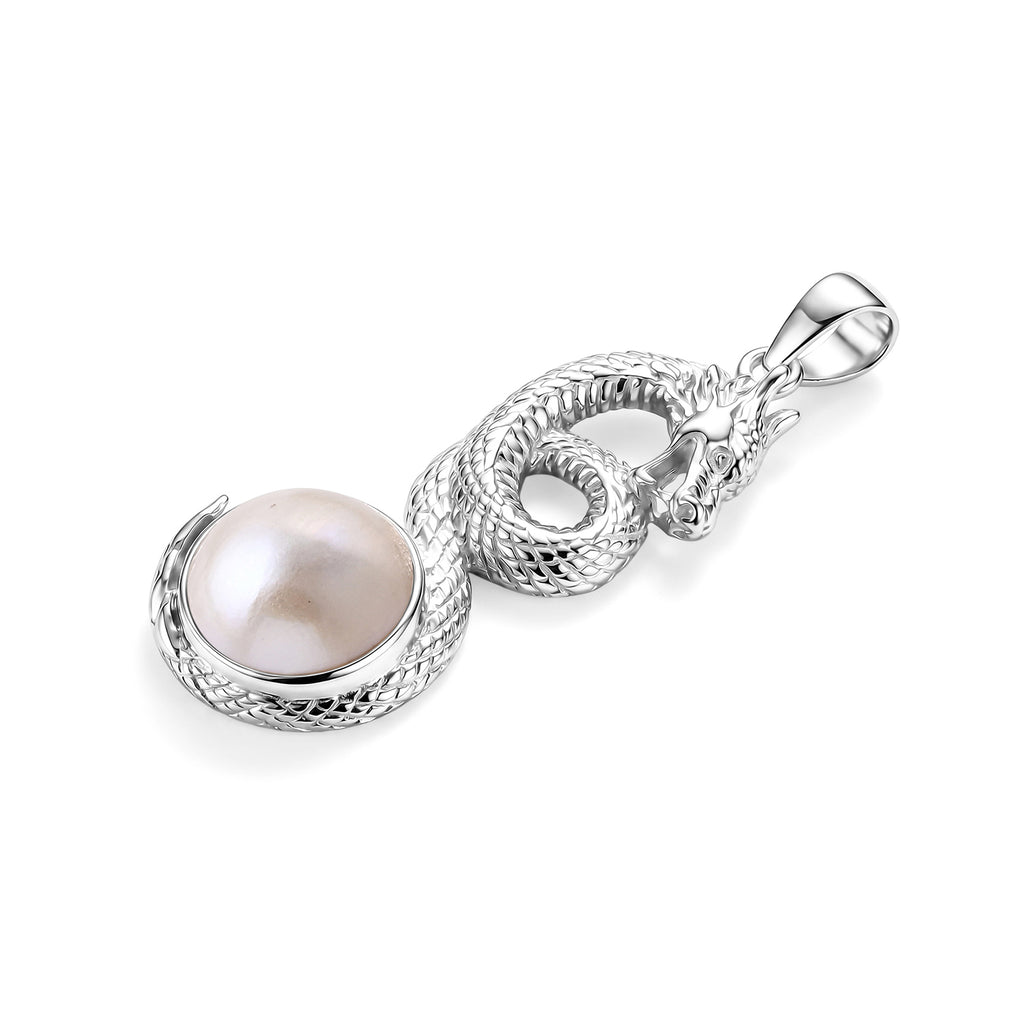 Royal Bali Collection - D'Joy White Mabe Pearl Sterling Silver Dragon Drop Pendant 6.80 Ct._8601462_3