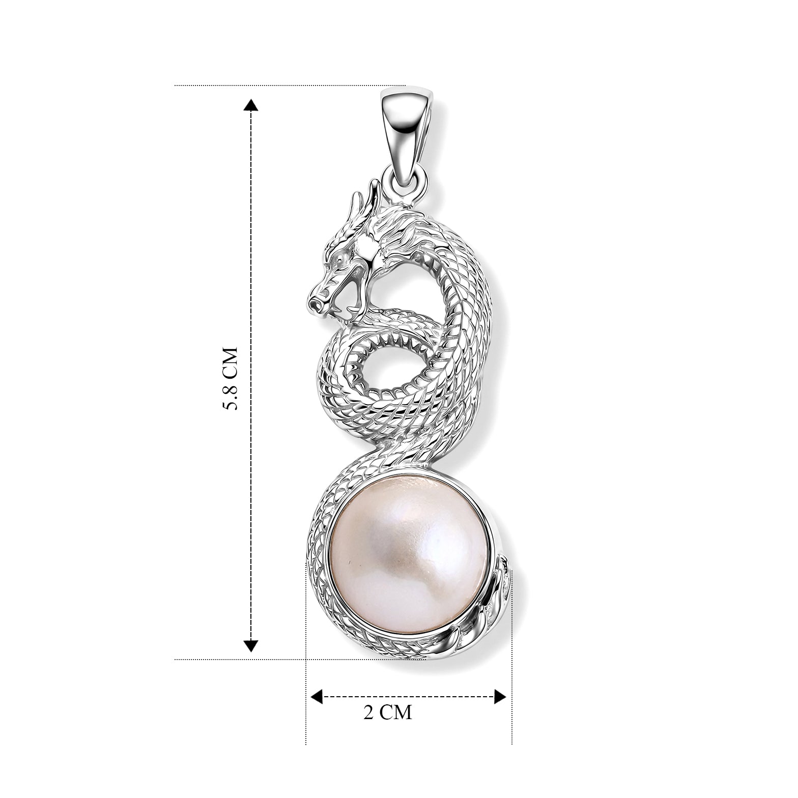D'Joy White Mabe Pearl Sterling Silver Dragon Drop Pendant 6.80 Ct. V32521878 6