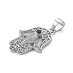 Royal Bali Collection - Fissure Filled Ruby Sterling Silver Hamsa Pendant_8601463_3