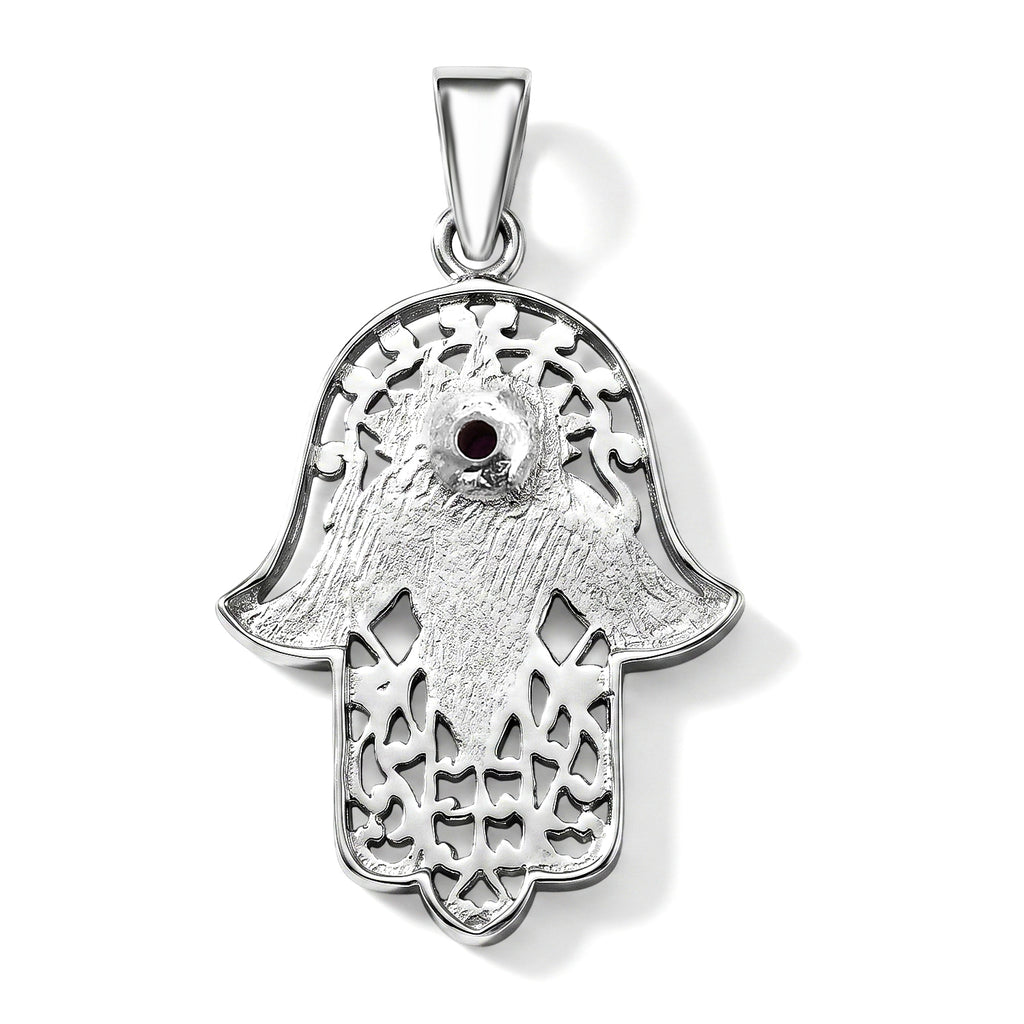 Royal Bali Collection - Fissure Filled Ruby Sterling Silver Hamsa Pendant_8601463_4