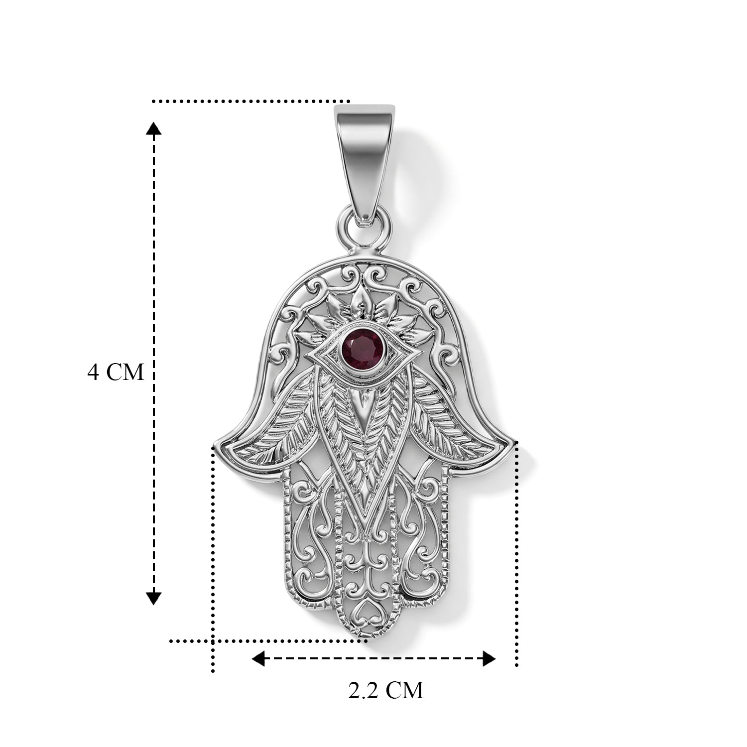 Royal Bali Collection - Fissure Filled Ruby Sterling Silver Hamsa Pendant 8601463 6