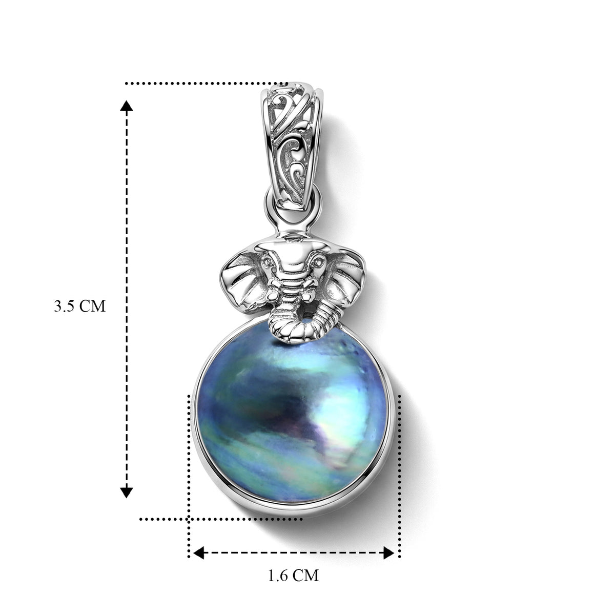 D'Joy Blue Mabe Pearl Sterling Silver Elephant Head Drop Pendant 6.38 Ct. V32605138 6