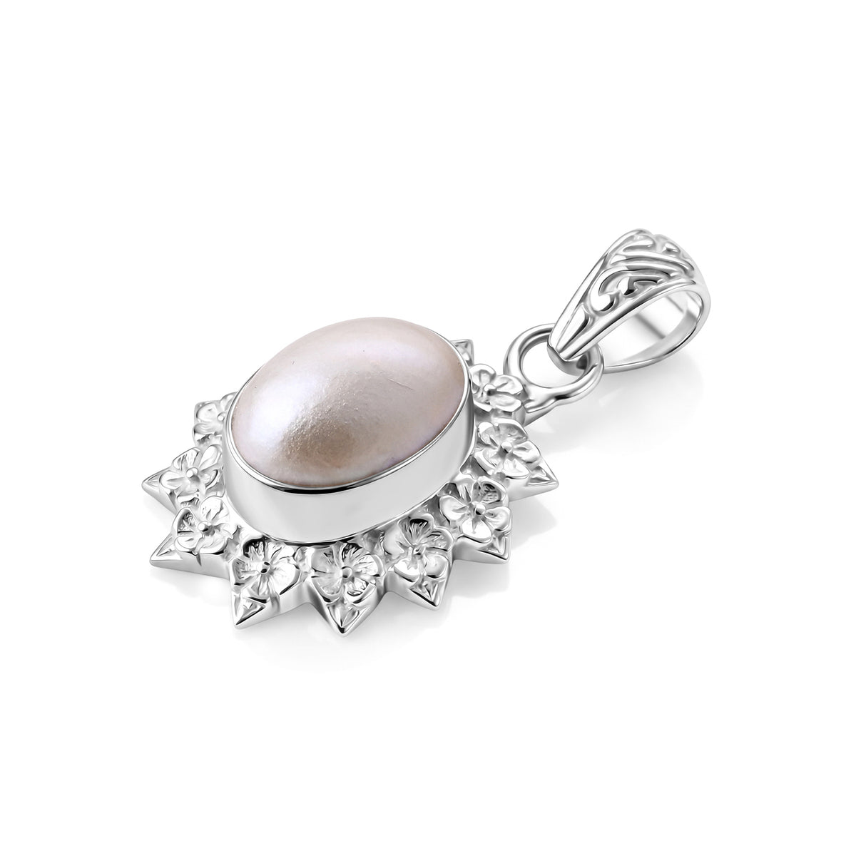 D'Joy White Mabe Pearl Sterling Silver Solitaire Pendant 3.16 Ct. 8601465 4