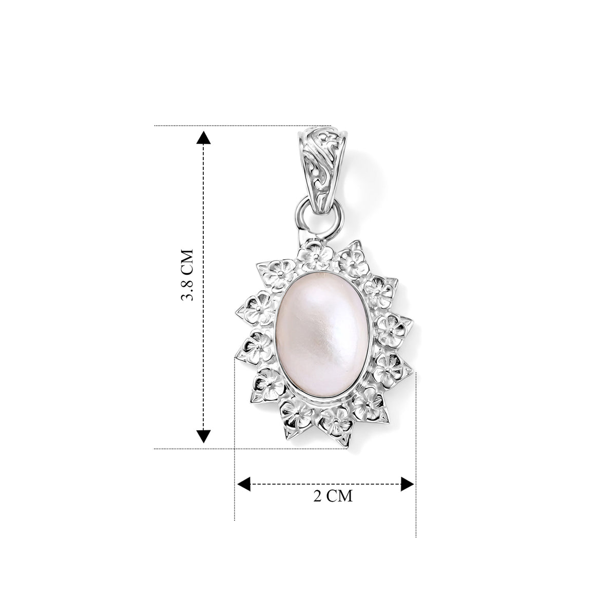D'Joy White Mabe Pearl Sterling Silver Solitaire Pendant 3.16 Ct. 8601465 6