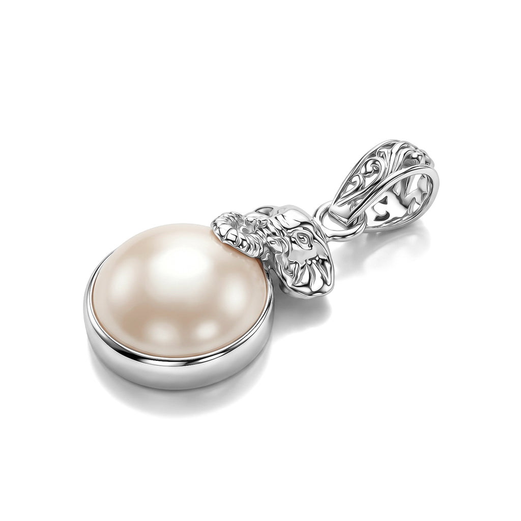 Royal Bali Collection - D'Joy White Mabe Pearl Sterling Silver Elephant Head Drop Pendant 6.28 Ct._8601468_3