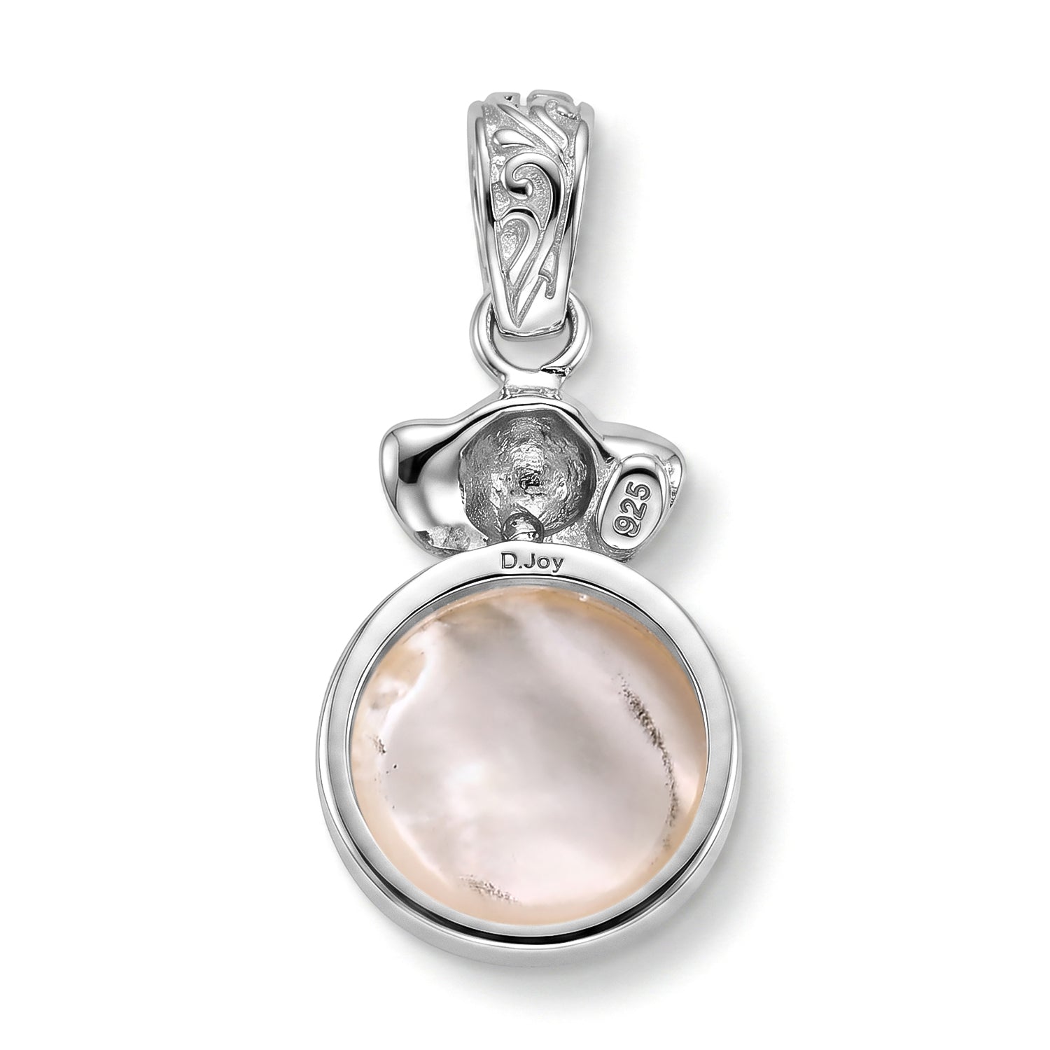 D'Joy White Mabe Pearl Sterling Silver Elephant Head Drop Pendant 6.28 Ct. V32521879 5