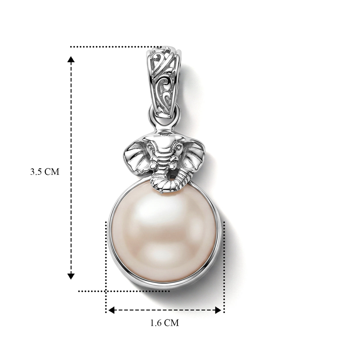 D'Joy White Mabe Pearl Sterling Silver Elephant Head Drop Pendant 6.28 Ct. V32521879 6