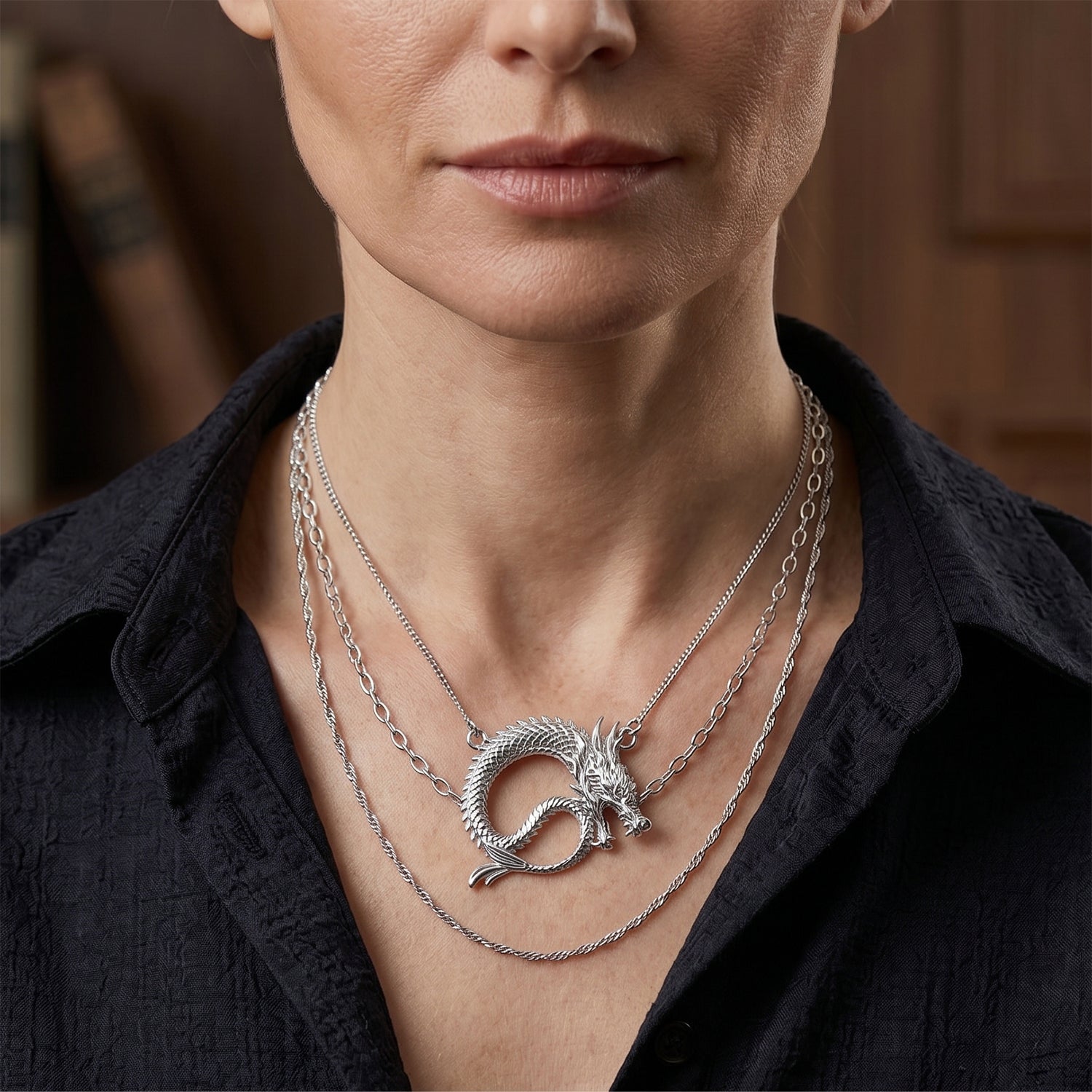 Royal Bali Collection - D'Joy Sterling Silver Dragon Necklace (Size - 20), Silver Wt. 10.20 Gms 8601532 3
