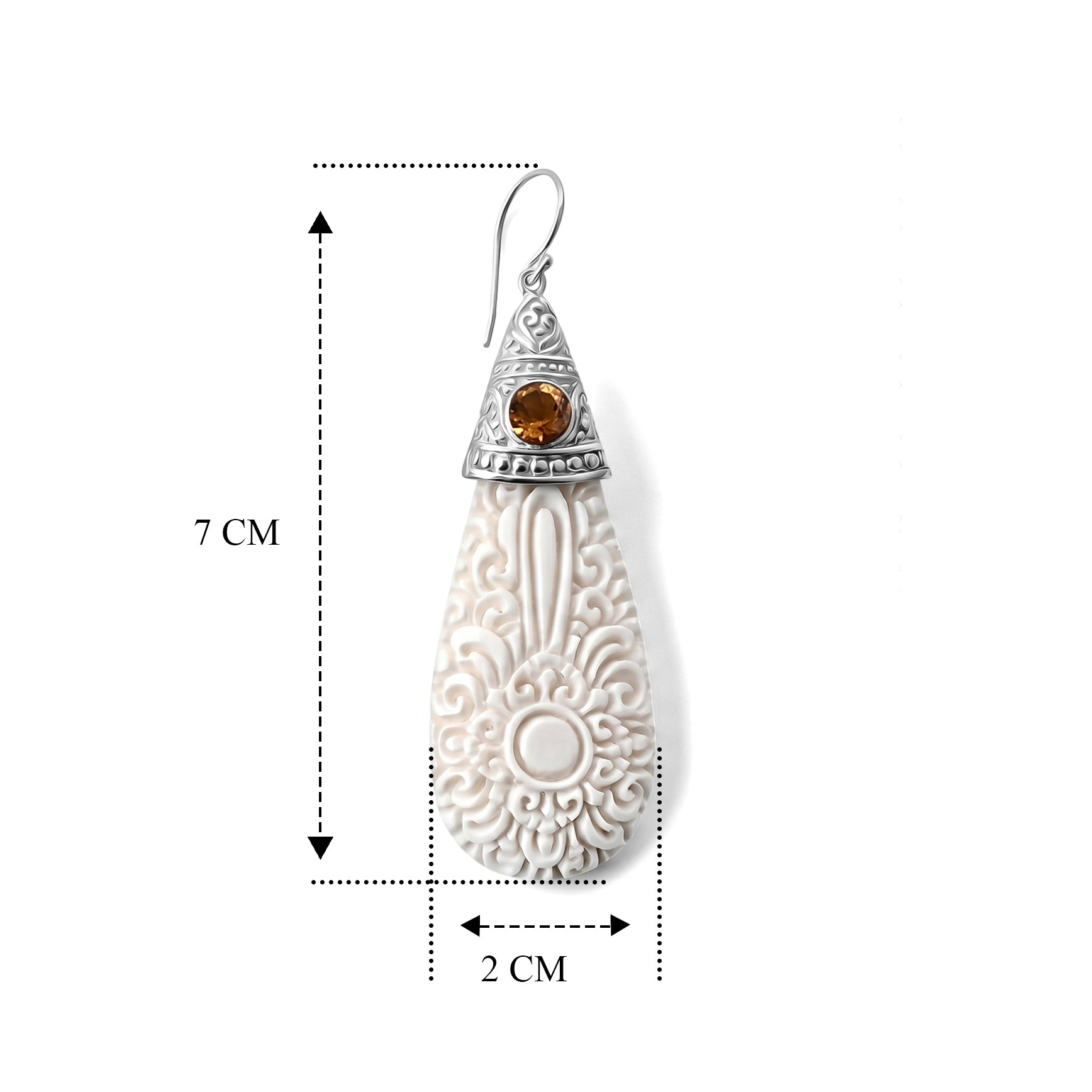 D'Joy Ox Bone &amp; Citrine Sterling Silver Dangle Earring with Hook 19.74 Ct. V32516250 5