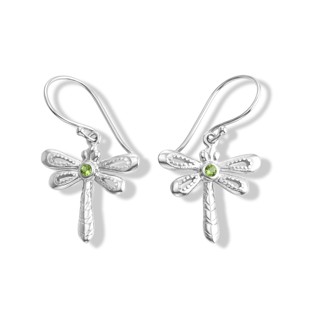 Royal Bali Collection - D'Joy Natural Chrome Diopside Sterling Silver Dragonfly Earring with Hook_8601560