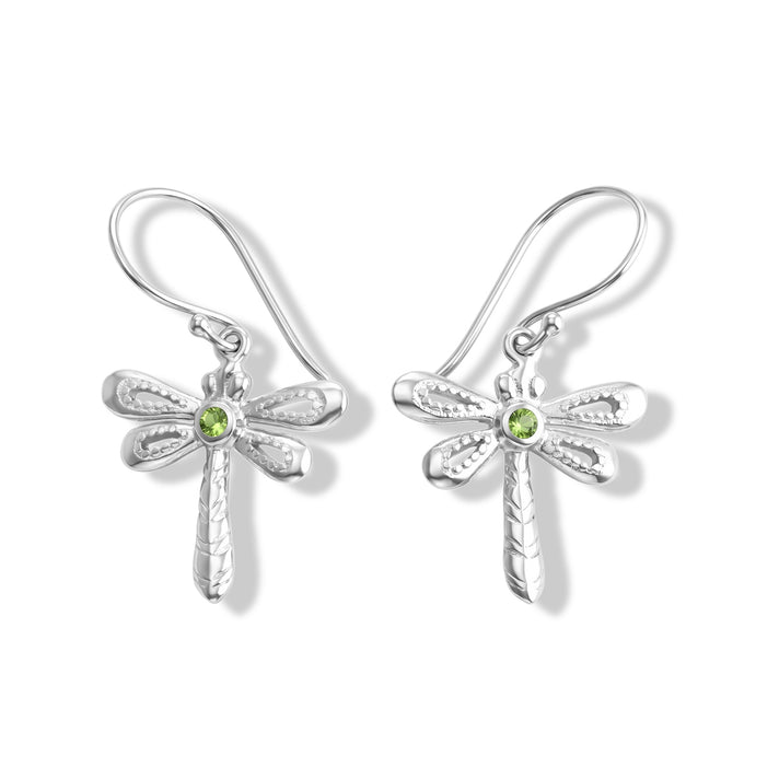 D'Joy Natural Chrome Diopside Sterling Silver Dragonfly Earring with Hook 8601560 1