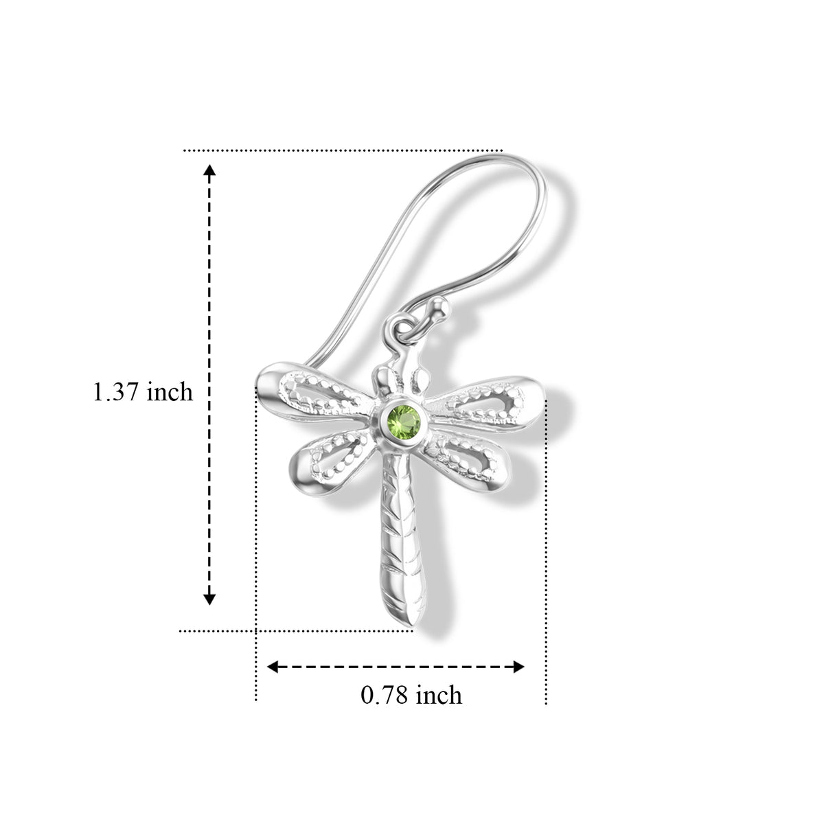 D'Joy Natural Chrome Diopside Sterling Silver Dragonfly Earring with Hook V32516467 5