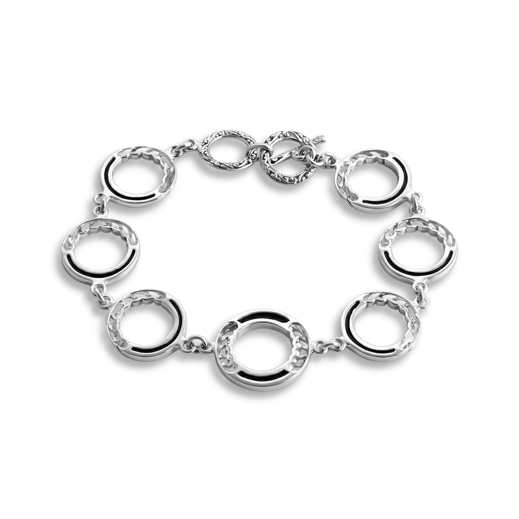 Royal Bali Collection - D'Joy Abalone Shell Sterling Silver Link Bracelet (Size - 7.5) with T Bar Clasp, Silver Wt.10.75 Gms_8601737_3