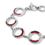 Royal Bali Collection - D'Joy Red Coral Sterling Silver Link Bracelet (Size - 7.5) with T Bar Clasp, Silver Wt.10.50 Gms_8602080_3
