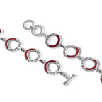 Royal Bali Collection - D'Joy Red Coral Sterling Silver Link Bracelet (Size - 7.5) with T Bar Clasp, Silver Wt.10.50 Gms_8602080_4