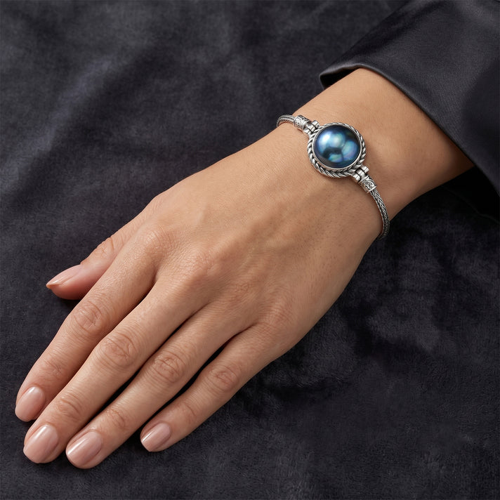 D'Joy Blue Mabe Pearl Sterling Silver Solitaire Bracelet (Size - 8) with Clasp 8.34 Ct, Silver Wt. 12.00 Gms 8602084 2
