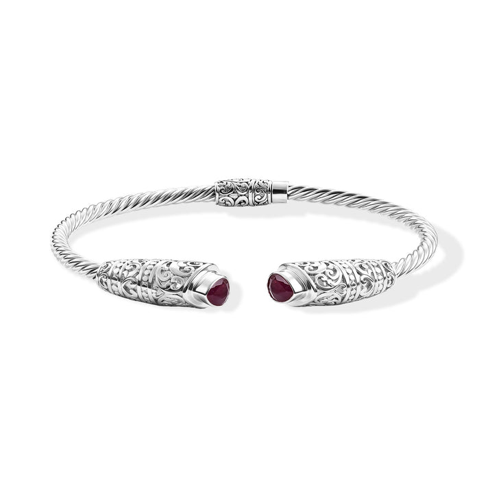 Royal Bali Collection - D'Joy Fissure Filled Ruby Vintage Bangle (Size - 7.5) in Sterling Silver 2.00 Ct, Silver Wt. 16.65 Gms 8602200 1