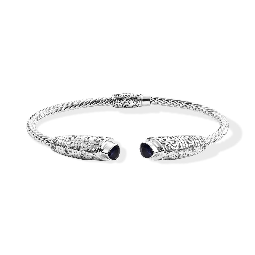 D'Joy Fissure Filled Blue Sapphire Bangle Sterling Silver, Silver Wt.16 Gms  2.160  Ct._8602203