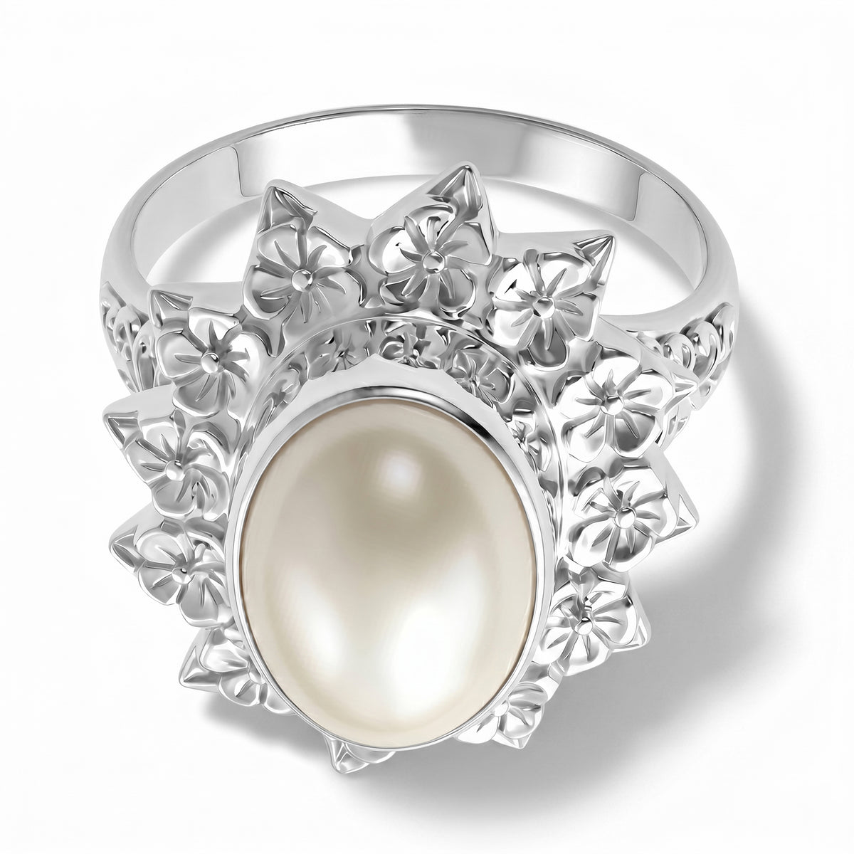 D'Joy White Mabe Pearl Sterling Silver Solitaire Ring 2.95 Ct. V32591276 0