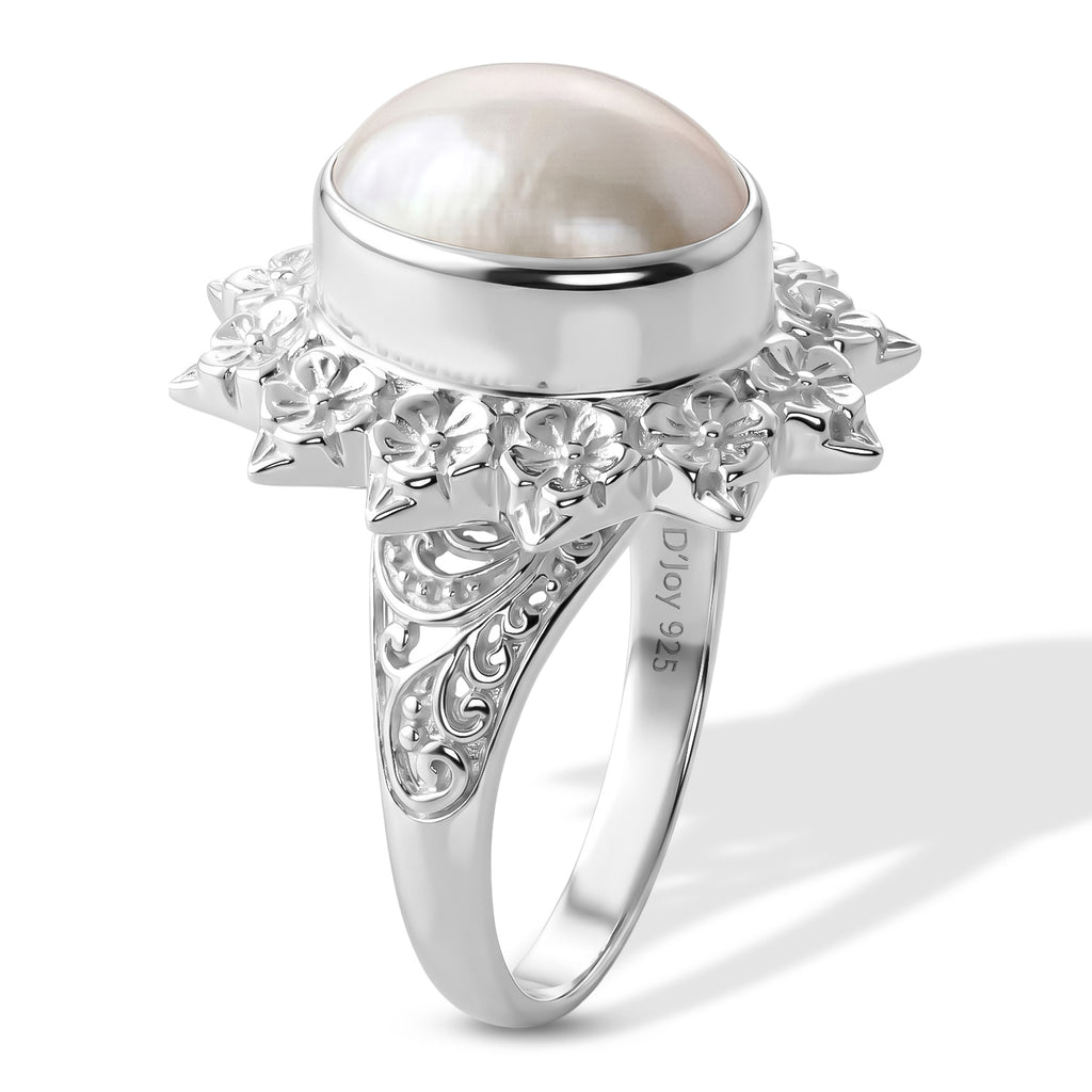 Royal Bali Collection - D'Joy White Mabe Pearl Sterling Silver Solitaire Ring 2.95 Ct._8602255_3