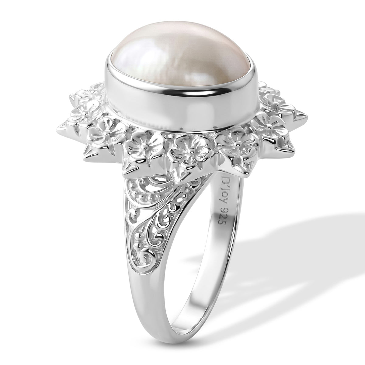 D'Joy White Mabe Pearl Sterling Silver Solitaire Ring 2.95 Ct. V32591276 4