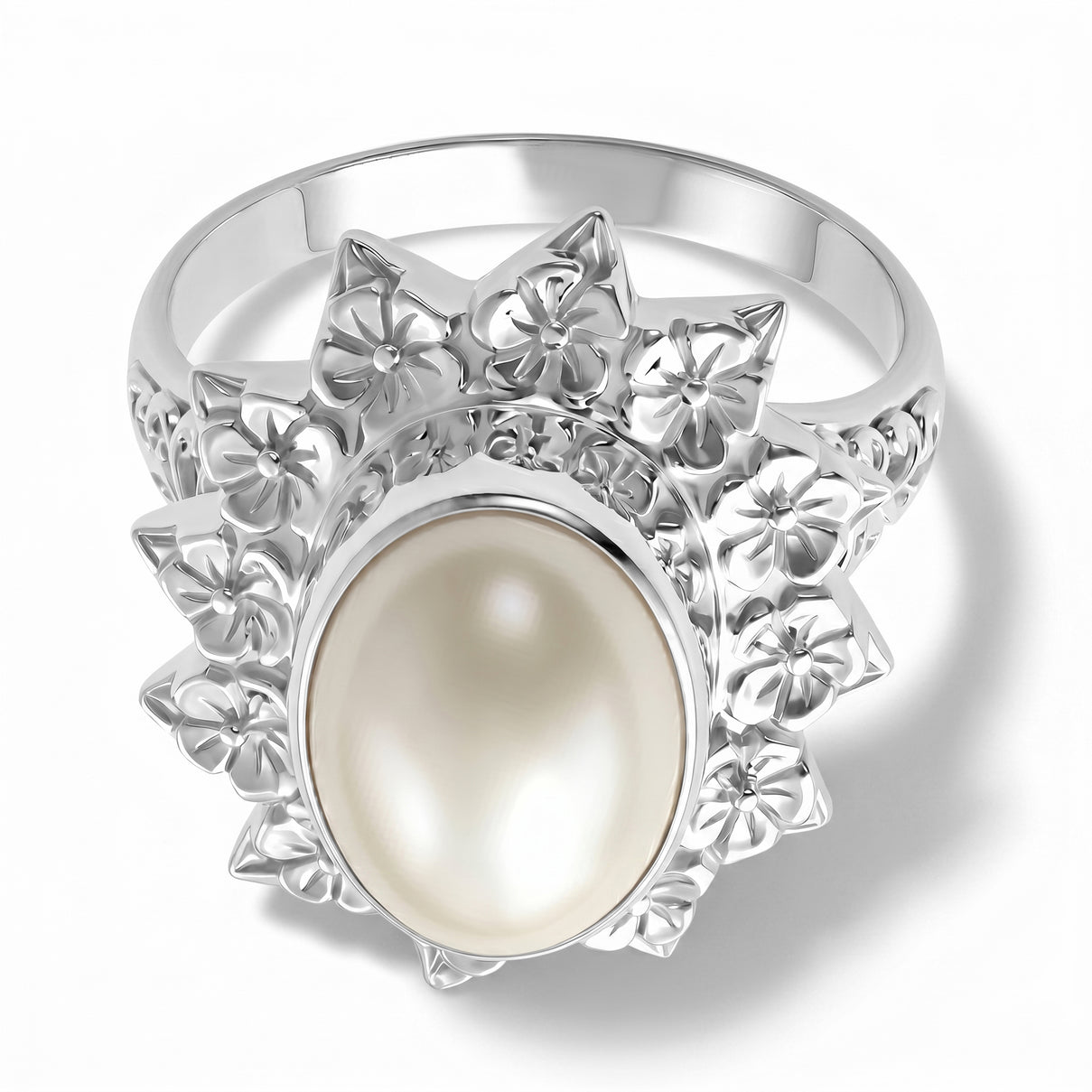 D'Joy White Mabe Pearl Ring Sterling Silver, Silver Wt.7 Gms  2.950  Ct. 8602270 0