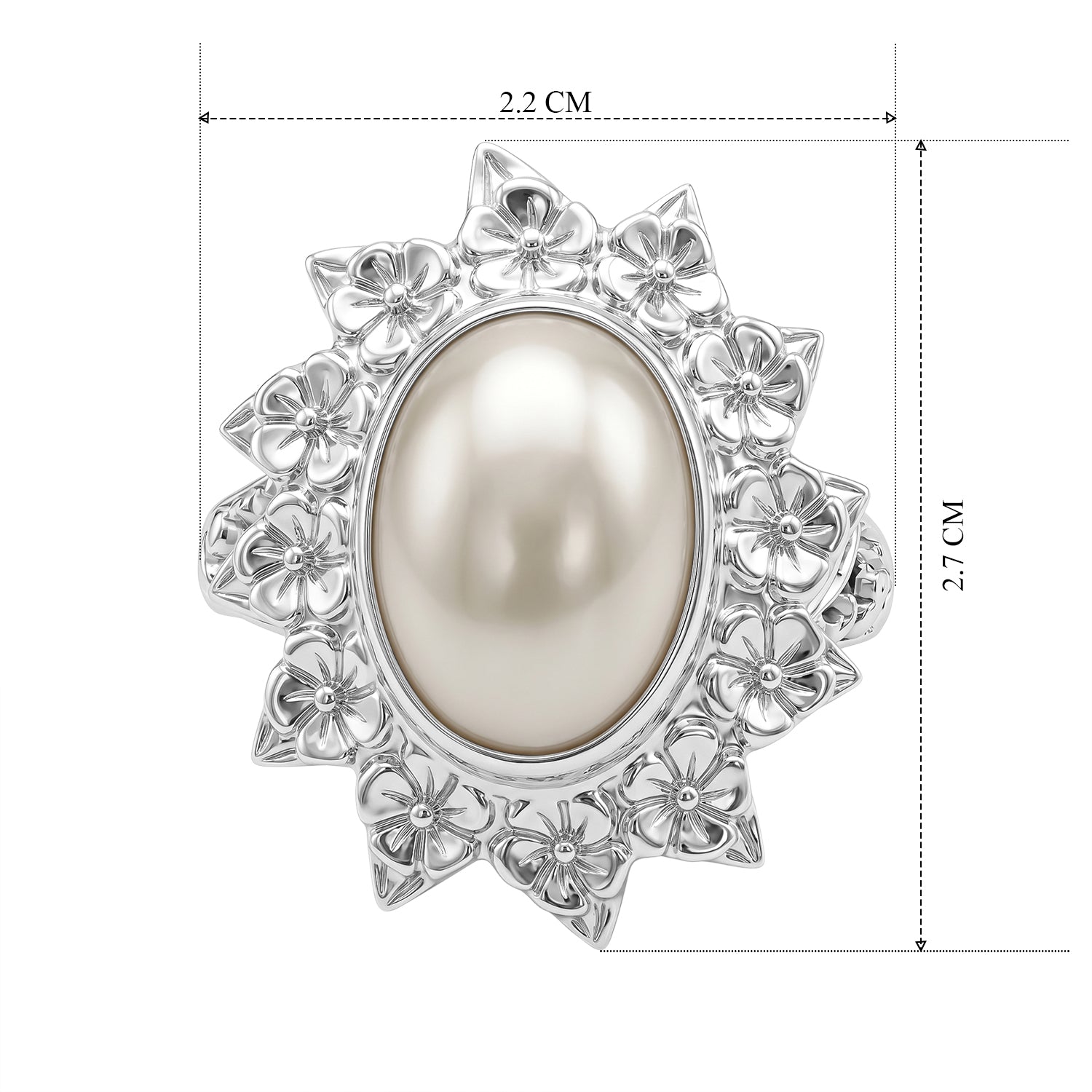 D'Joy White Mabe Pearl Ring Sterling Silver, Silver Wt.7 Gms  2.950  Ct. 8602270 6
