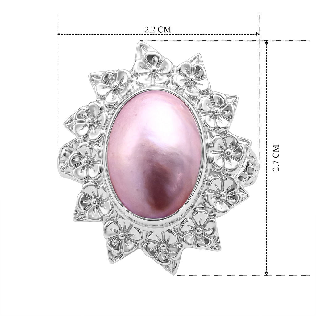 Royal Bali Collection - D'Joy Pink Mabe Pearl Sterling Silver Solitaire Ring 3.20 Ct._8602286_5
