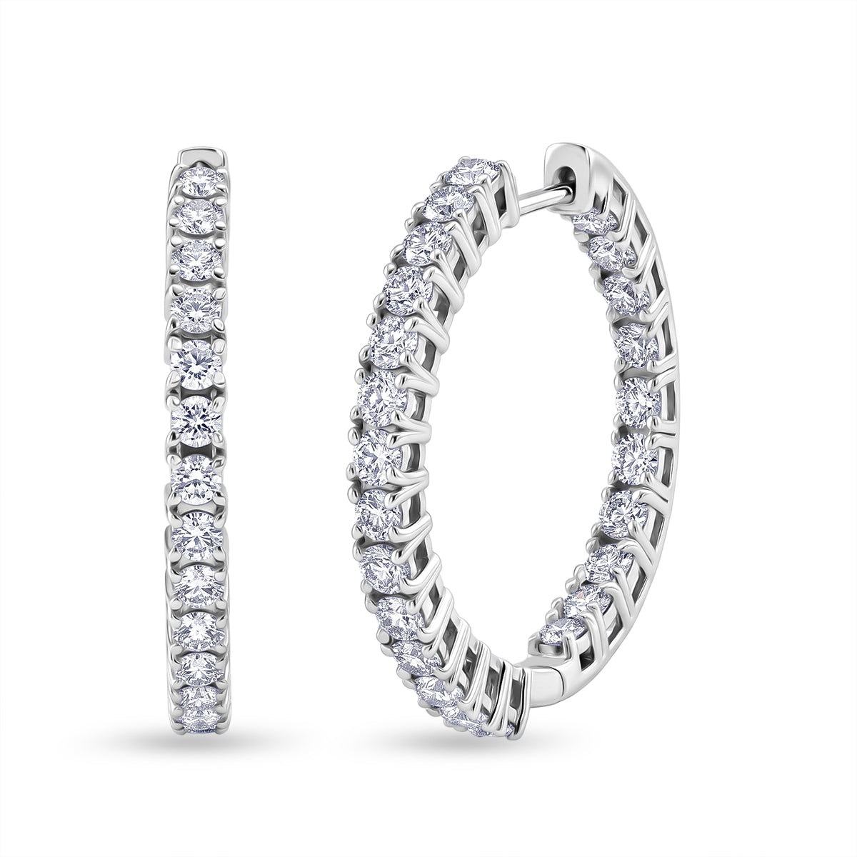 Luxuriant - Lab Grown Diamond (SI/G-H) Full Hoop Earring in Rhodium Overlay Sterling Silver 3.00 Ct. 8604005 0
