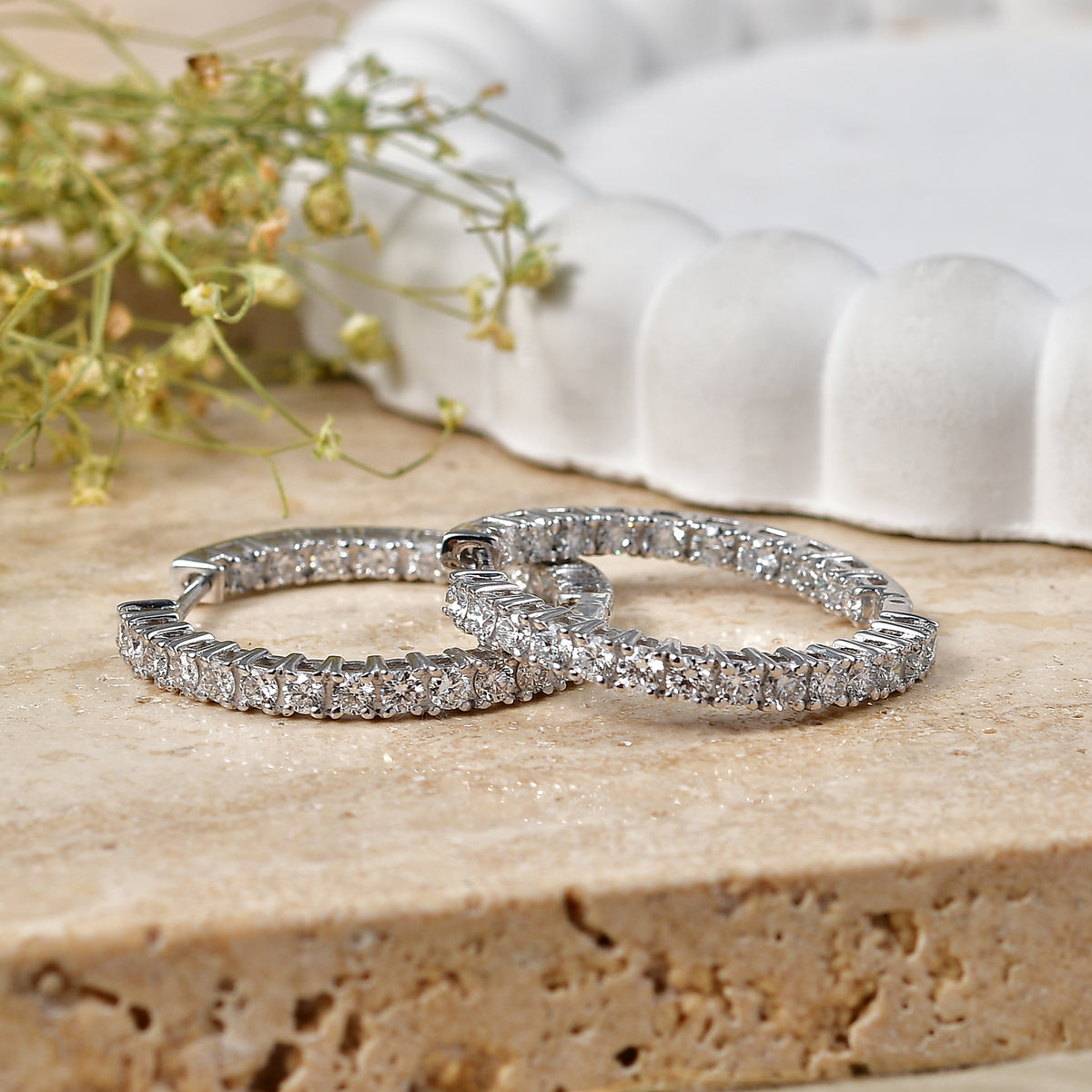 Luxuriant - Lab Grown Diamond (SI/G-H) Full Hoop Earring in Rhodium Overlay Sterling Silver 3.00 Ct. 8604005 3