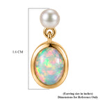 D'Joy - Ethiopian Opal & Fresh Water Pearl Dangling Earring with Push Post in Yellow Gold Plated Sterling Silver 2.50 Ct._8604072_6