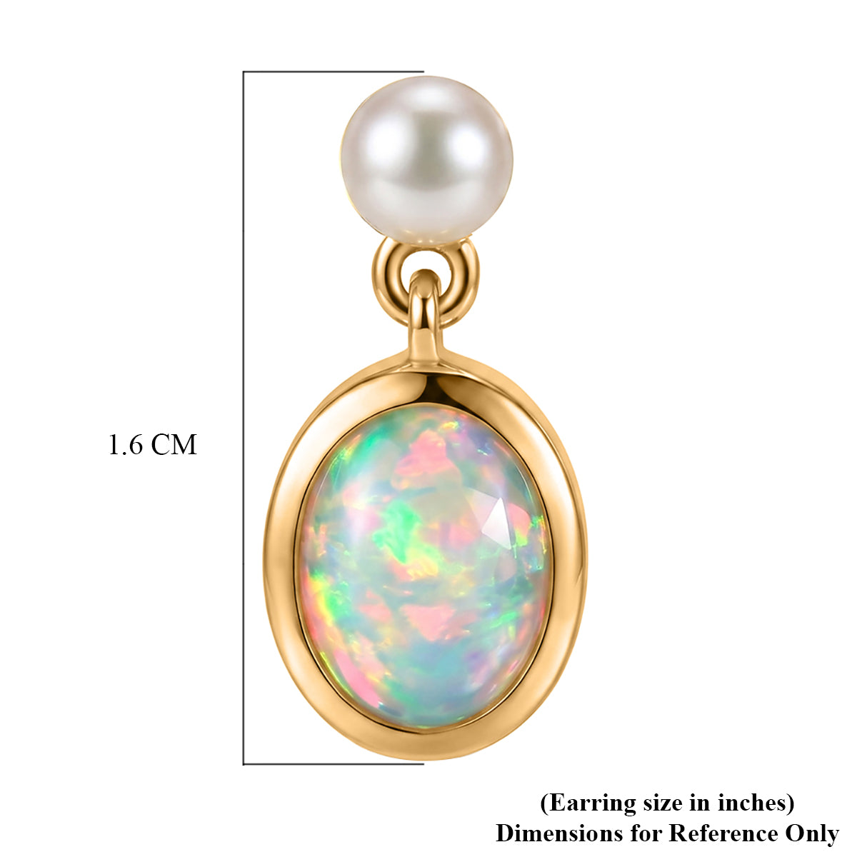 D'Joy - Ethiopian Opal &amp; Fresh Water Pearl Dangling Earring with Push Post in Yellow Gold Plated Sterling Silver 2.50 Ct. V32513224 7