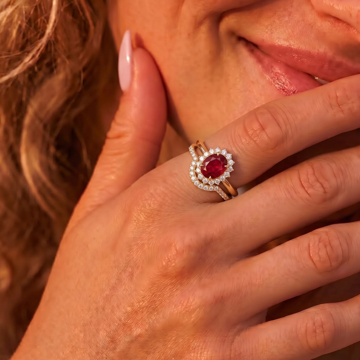 LUXURIANT African Ruby, Lab Grown Diamond Halo Ring in 18K Vermeil Yellow Gold Plated Sterling Silver 8.16 Ct. (SI-G-H) 8604079 3