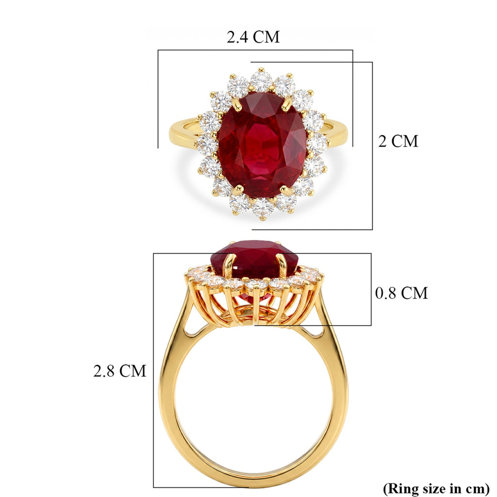 Premium African Ruby (7.25 Ct.) & Lab Grown Diamond (SI/G-H 1.15 Ct.) Ring in 18K Gold Vermeil Sterling Silver 8.40 Ct._8604079_6