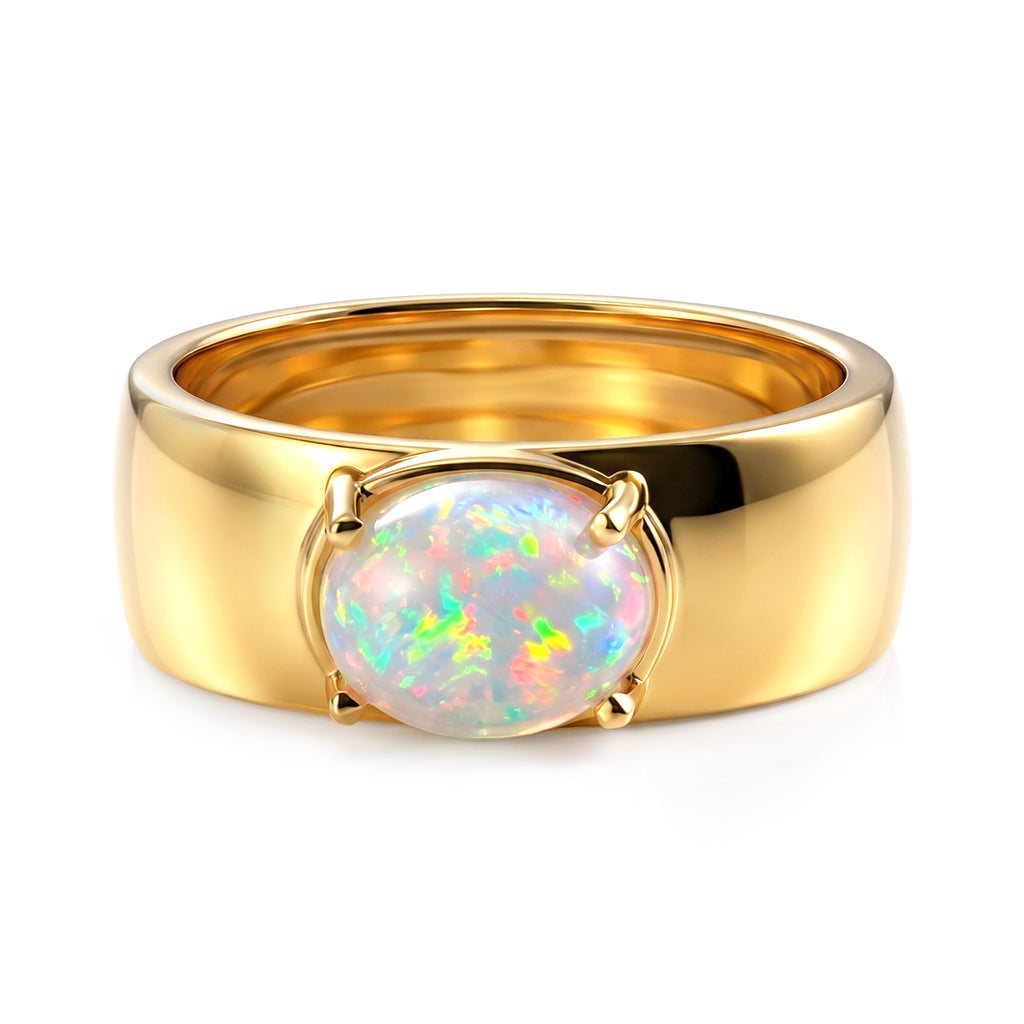D'Joy - Ethiopian Opal Solitaire Ring in Yellow Gold Plated Sterling Silver_8604107
