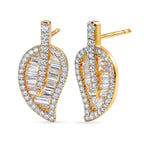 Luxuriant - Lab Grown Diamond (SI/G-H) Leaf Earring with Push Post in 18K Vermeil Yellow Gold Plated Sterling Silver 1.50 Ct._8604209